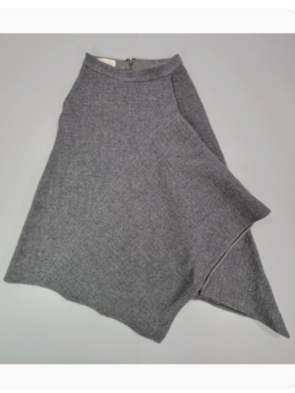 Stella McCartney Skirt Grey Size 34 IT Pure Wool Asymmetric Hem Midi - Picture 2 of 5